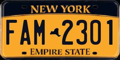 NY license plate FAM2301