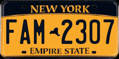 NY license plate FAM2307