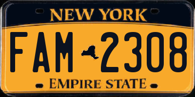 NY license plate FAM2308