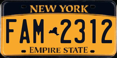 NY license plate FAM2312