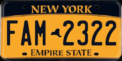 NY license plate FAM2322