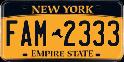 NY license plate FAM2333