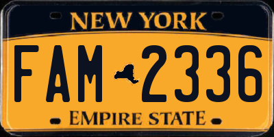 NY license plate FAM2336