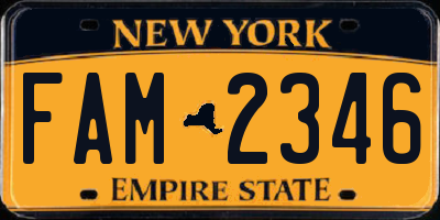 NY license plate FAM2346