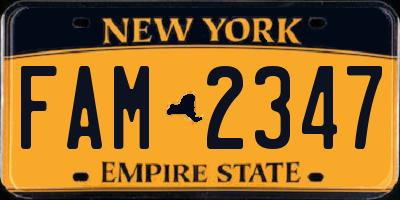 NY license plate FAM2347