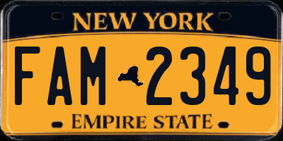 NY license plate FAM2349