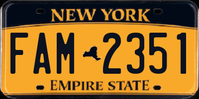 NY license plate FAM2351