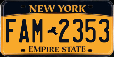 NY license plate FAM2353