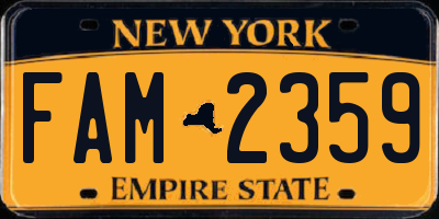 NY license plate FAM2359