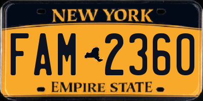 NY license plate FAM2360