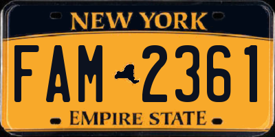 NY license plate FAM2361