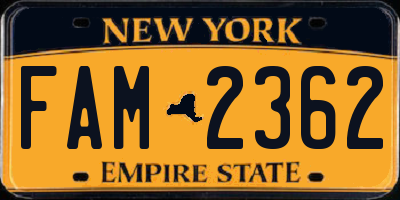 NY license plate FAM2362