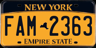 NY license plate FAM2363