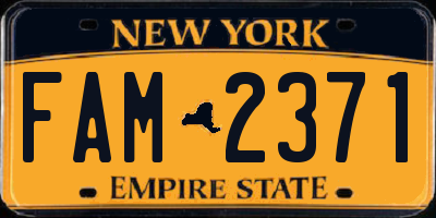 NY license plate FAM2371