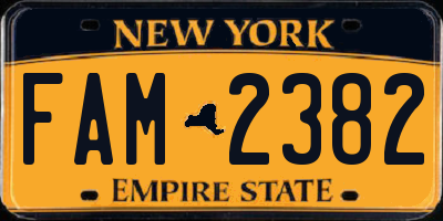 NY license plate FAM2382