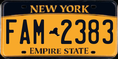 NY license plate FAM2383