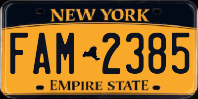 NY license plate FAM2385