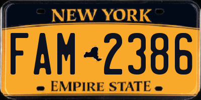 NY license plate FAM2386