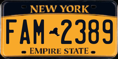 NY license plate FAM2389