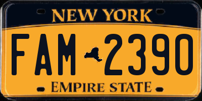 NY license plate FAM2390