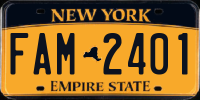 NY license plate FAM2401