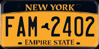 NY license plate FAM2402