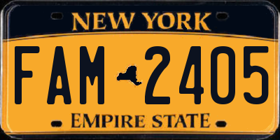 NY license plate FAM2405