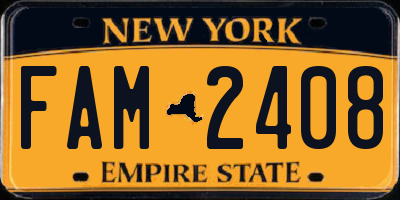 NY license plate FAM2408