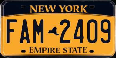 NY license plate FAM2409