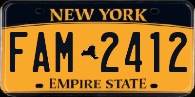 NY license plate FAM2412