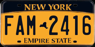 NY license plate FAM2416