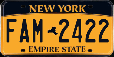 NY license plate FAM2422