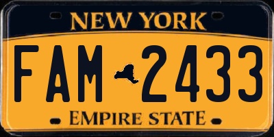 NY license plate FAM2433