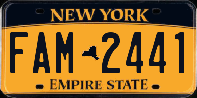 NY license plate FAM2441