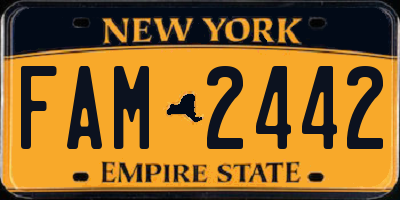 NY license plate FAM2442