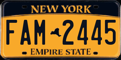 NY license plate FAM2445