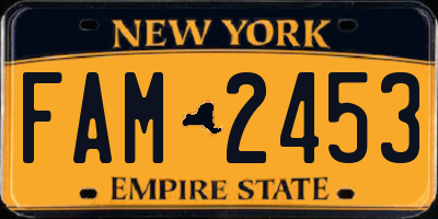 NY license plate FAM2453