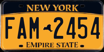 NY license plate FAM2454