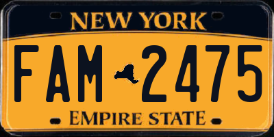 NY license plate FAM2475