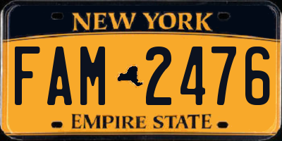 NY license plate FAM2476