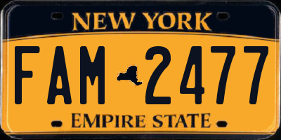 NY license plate FAM2477