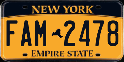 NY license plate FAM2478