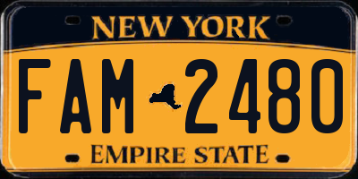 NY license plate FAM2480