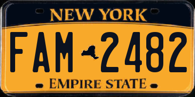 NY license plate FAM2482