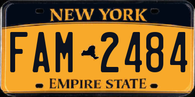 NY license plate FAM2484