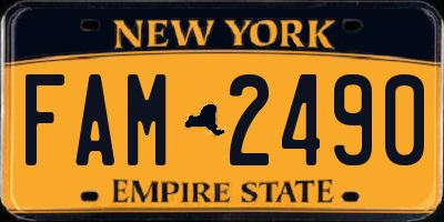 NY license plate FAM2490