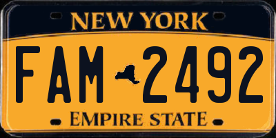 NY license plate FAM2492