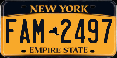 NY license plate FAM2497