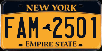 NY license plate FAM2501