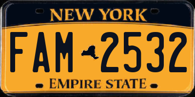 NY license plate FAM2532
